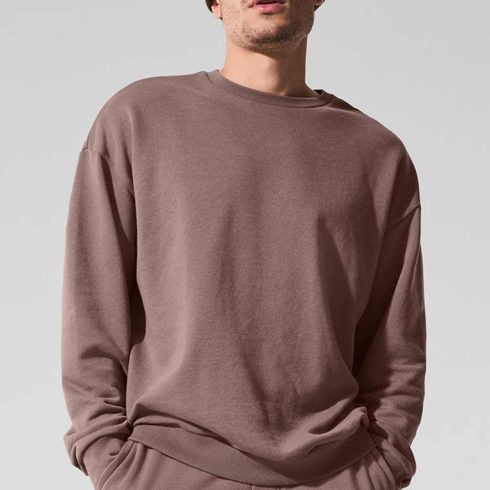Alo Men's Chill Crew Neck Pullover Mushroom color Size Medium Only Used Once!